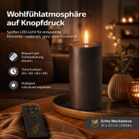 Deluxe Homeart LED Kerze mit Timerfunktion Mokka