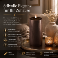Deluxe Homeart LED Kerze mit Timerfunktion Mokka