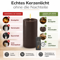 Deluxe Homeart LED Kerze mit Timerfunktion Mokka
