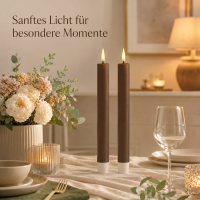 Deluxe Homeart LED Kerze Mokka Stabkerze 24 cm