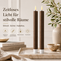 Deluxe Homeart LED Kerze Mokka Stabkerze 24 cm