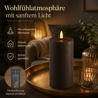 Deluxe Homeart LED Kerze Mokka 7,5 x 15 cm