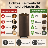 Deluxe Homeart LED Kerze Mokka 7,5 x 15 cm