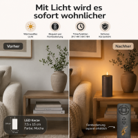 Deluxe Homeart LED Kerze Mokka 7,5 x 15 cm