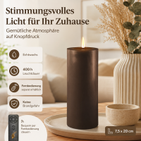 Deluxe Homeart LED Kerze mit Timerfunktion Mokka