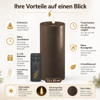 Deluxe Homeart LED Kerze mit Timerfunktion Mokka