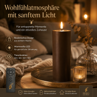 Deluxe Homeart LED Kerze mit Timerfunktion Mokka