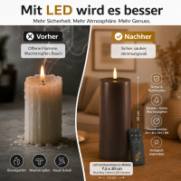 Deluxe Homeart LED Kerze mit Timerfunktion Mokka