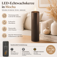 Deluxe Homeart LED Kerze mit Timerfunktion Mokka
