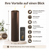 Deluxe Homeart LED Kerze mit Timerfunktion Mokka