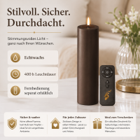 Deluxe Homeart LED Kerze mit Timerfunktion Mokka