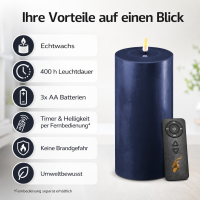 Deluxe Homeart LED Kerze mit Timerfunktion Royal Blue