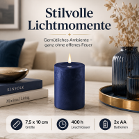 Deluxe Homeart LED Kerze mit Timerfunktion Royal Blue