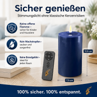 Deluxe Homeart LED Kerze mit Timerfunktion Royal Blue