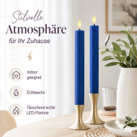 Deluxe Homeart LED Kerze mit Timerfunktion Royal Blue Stabkerze 15 cm
