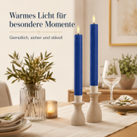 Deluxe Homeart LED Kerze mit Timerfunktion Royal Blue Stabkerze 15 cm