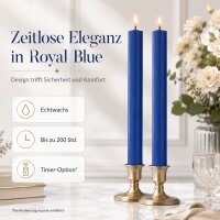 Deluxe Homeart LED Kerze mit Timerfunktion Royal Blue Stabkerze 15 cm
