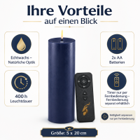 Deluxe Homeart LED Kerze mit Timerfunktion Royal Blue