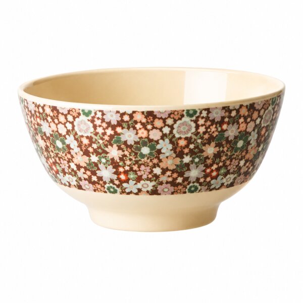 Melamin Schale floral Ø15cm Bunt Braun 500ml Bowl für Müsli und Snacks