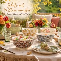 Melamin Schale floral Ø15cm Bunt Braun 500ml Bowl für Müsli und Snacks