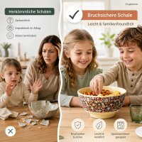 Melamin Schale floral Ø15cm Bunt Braun 500ml Bowl für Müsli und Snacks