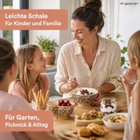 Melamin Schale floral Ø15cm Bunt Braun 500ml Bowl für Müsli und Snacks