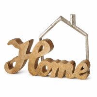 Home Schriftzug zum Hinstellen 25x3x16cm Natur - Holz Metall Deko