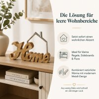 Home Schriftzug zum Hinstellen 25x3x16cm Natur - Holz Metall Deko