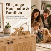 Home Schriftzug zum Hinstellen 25x3x16cm Natur - Holz Metall Deko