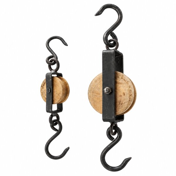 Garderobenhaken Holz Metall 20-27cm Natur Braun - Industrial Wandhaken
