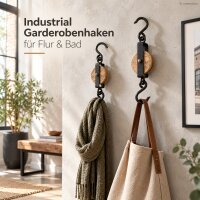 Garderobenhaken Holz Metall 20-27cm Natur Braun - Industrial Wandhaken
