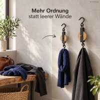 Garderobenhaken Holz Metall 20-27cm Natur Braun - Industrial Wandhaken