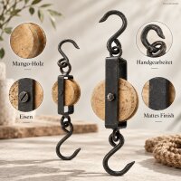 Garderobenhaken Holz Metall 20-27cm Natur Braun - Industrial Wandhaken