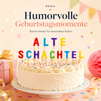 Geburtstagskerzen „Alte Schachtel“ – 13 bunte Buchstabenkerzen