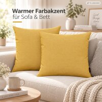 Kissenbezug gelb 45x45 Senfgelb - Dekokissenhülle 2er Set Wohnzimmer