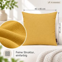 Kissenbezug gelb 45x45 Senfgelb - Dekokissenhülle 2er Set Wohnzimmer