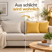 Kissenbezug gelb 45x45 Senfgelb - Dekokissenhülle 2er Set Wohnzimmer