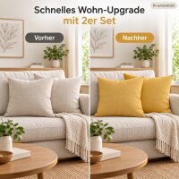 Kissenbezug gelb 45x45 Senfgelb - Dekokissenhülle 2er Set Wohnzimmer