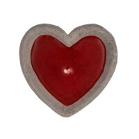 Rote Kerze im Zementtopf, Herzform, 2er SET, ca. 6 x 6 cm, in Geschenkverpackung