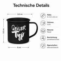 Geiler Typ Metallbecher 350 ml schwarz