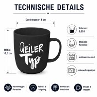 Geiler Typ Porzellanbecher 350 ml schwarz