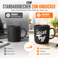 Geiler Typ Porzellanbecher 350 ml schwarz