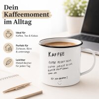 Kaffee Metallbecher 400 ml mit Spruch