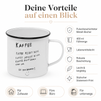 Kaffee Metallbecher 400 ml mit Spruch