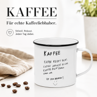 Kaffee Metallbecher 400 ml mit Spruch