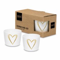 Porzellan Eierbecher 2er Set 5,2cm Weiß Goldfarben...