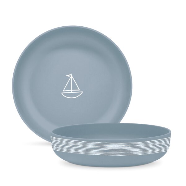Große Servierschüssel 30cm Blau Rauchblau New Bone China für Salat