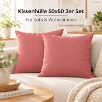 Dekokissenbezug 50x50 Rosa Peach - Kissenhülle 2er Set modern