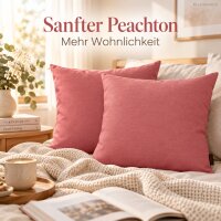 Dekokissenbezug 50x50 Rosa Peach - Kissenhülle 2er Set modern