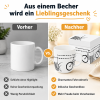 PPD Porzellan Becher in Geschenkverpackung - Fahrrad Gras